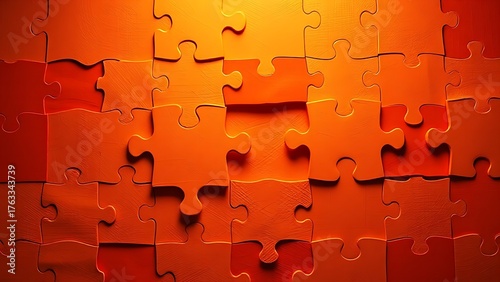 Abstract business strategy concept featuring interlocking puzzle pieces in warm tones. Visualisation of Brand Strategy. Main Visual Design for Business Summit.Corporate Values Communication Materials
