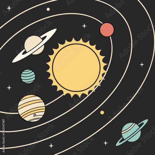 Vector art of solar system illustration