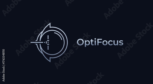 OptiFocus logo featuring a stylized target symbol against a dark background, representing precision and focus.