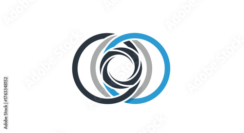 Abstract Interlocking Circles and Swirls Logo Design.