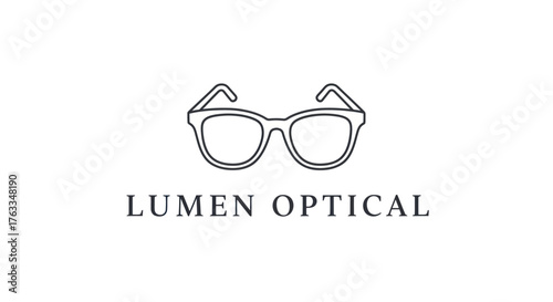 Lumen Optical Logo with Glasses and Text.