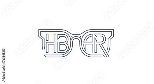 Creative HBAR monogram logo designed as a pair of eyeglasses line art.