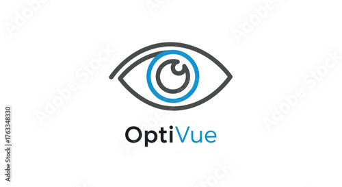 OptiVue logo featuring a stylized eye with a blue iris and black outline.
