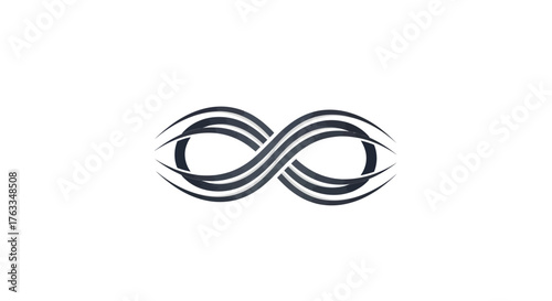 Abstract infinity symbol with eye elements representing vision and perception.