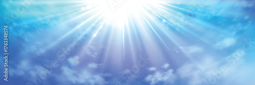 Heaven with sun light beams bursting from clouds