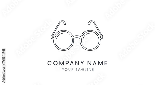 Minimalist Hand-Drawn Round Glasses Logo Design for Company Branding.