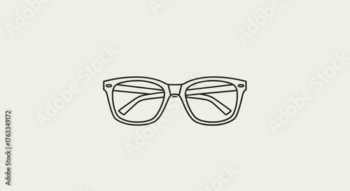 Simple line art illustration of classic eyeglasses.