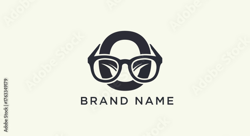 Monochromatic Letter O Logo with Stylish Eyeglasses Design.