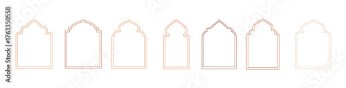 Islamic and ramadan kareem windows in oriental style. Border and frame with modern boho design template.