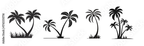 palm tree silhouettes set for summer and beach art