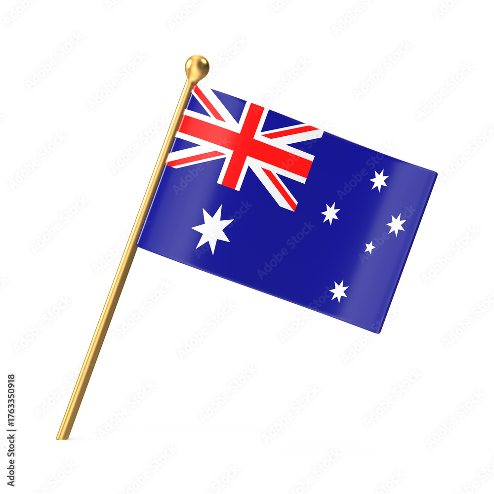 Fototapeta premium Australian Flag on Golden Pole