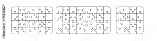puzzle and pieces game template set jigsaw