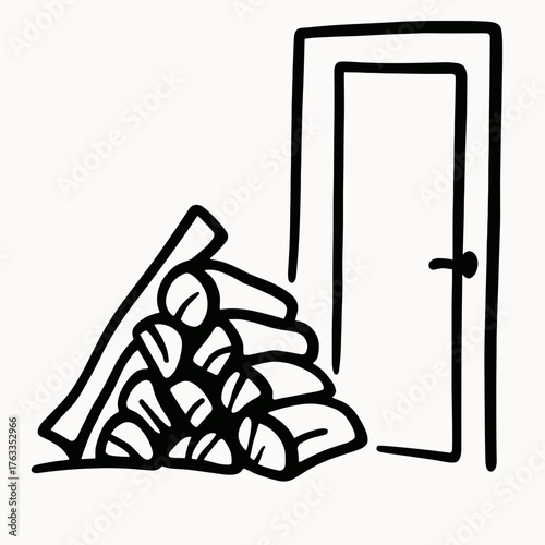 Firewood beside back door 