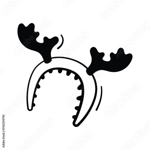 Winter antler headband icon in hand drawn doodle design style