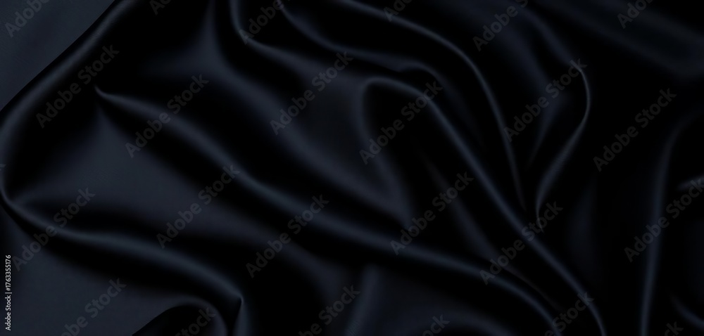 Obraz premium Deep, rich black silk fabric with subtle sheen and texture, dark, silk texture