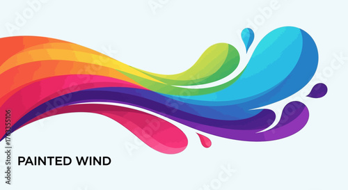 Illustration abstraite et colorée représentant un vent peint avec des couleurs vives et dynamiques.