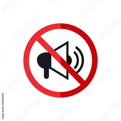 No sound symbol with a megaphone inside a red circle with a diagonal line