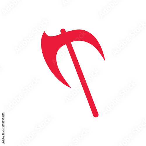 Minimal Vector Silhouette Scythe Logo Design Icon – Modern Grim Reaper Weapon Symbol, Simple Sharp Blade Emblem for Horror Branding, Gothic Style, and Dark Aesthetic Identity