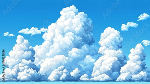 white fluffy clouds against blue clean sky