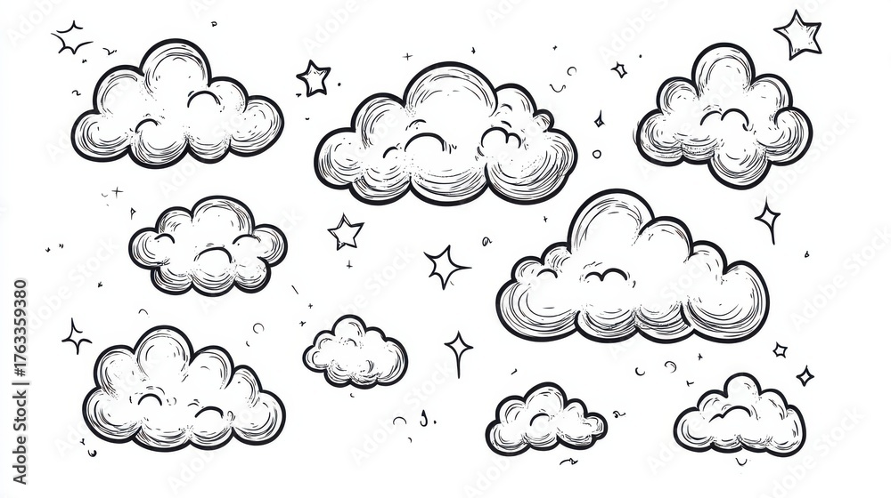 Fototapeta premium vector style white clouds