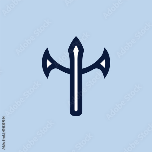 Minimal Vector Silhouette Trident Logo Design Icon – Modern Poseidon Neptune Symbol, Simple Geometric Marine Weapon Emblem for Branding, Sports, and Luxury Identity