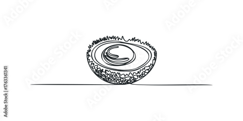 Abstract Single Line Drawing of Egg with Feather Texture