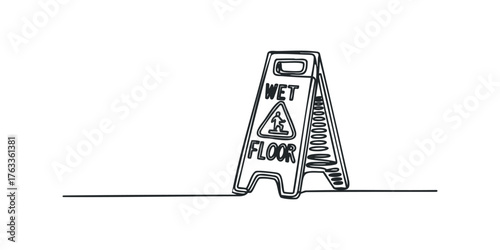 Wet Floor Warning Sign Simple Outline