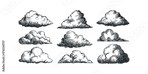 Collection of Hand Drawn Cumulus Cloud Shapes