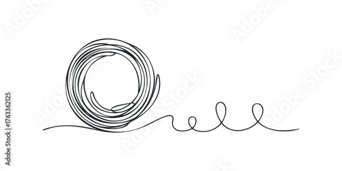 Abstract Circular Scribble With Wavy Tail