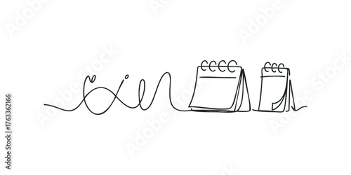 Minimalist black line drawing of two desk calendars