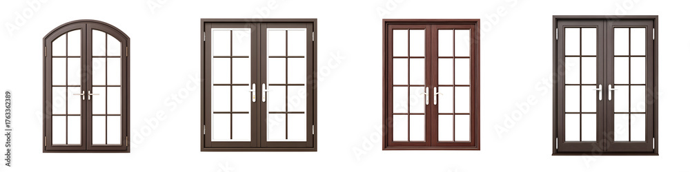 Fototapeta premium Window Style Variations: Isolated Indoor Frames on White