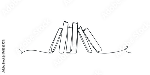 Single Line Drawing of Stacked Books