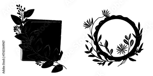 This abstract background boasts a trendy, modern design with a flat and linear style, showcasing living coral hues, leaves, and plants, along with sufficient copy space for text, making it suitable