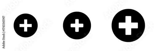 The medical cross symbol is represented by a red circle with a white cross in modern icon form