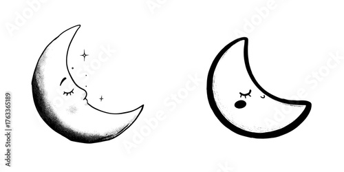 The icon for a crescent moon night silhouette and a sleep icon button