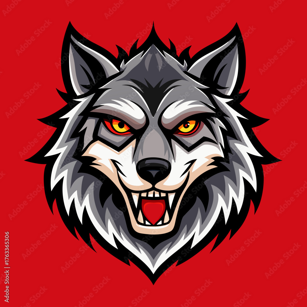 Fototapeta premium Fierce Wolf Head Mascot Vector Illustration