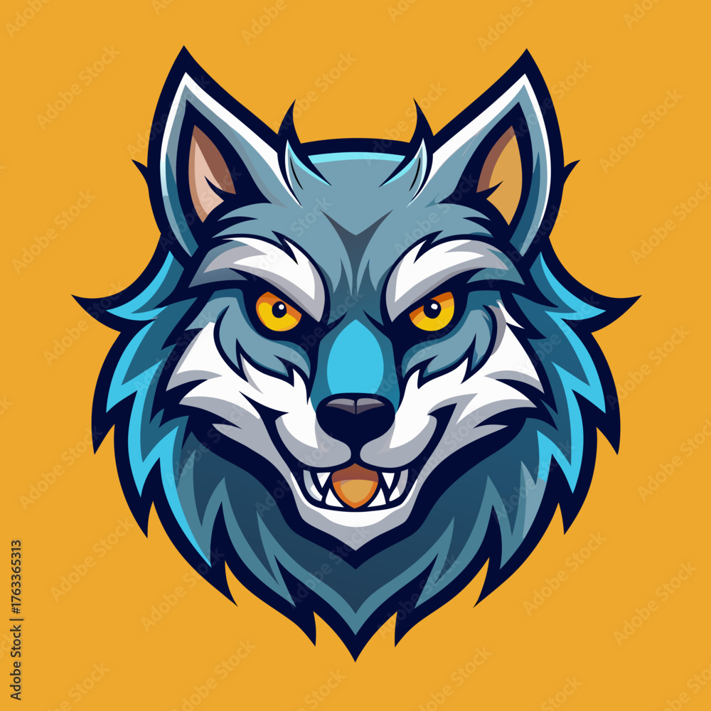 Fototapeta premium Fierce Wolf Head Mascot Vector Illustration