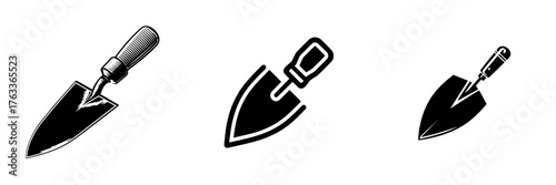 The icon of a trowel in silhouette and line form appears on a white background