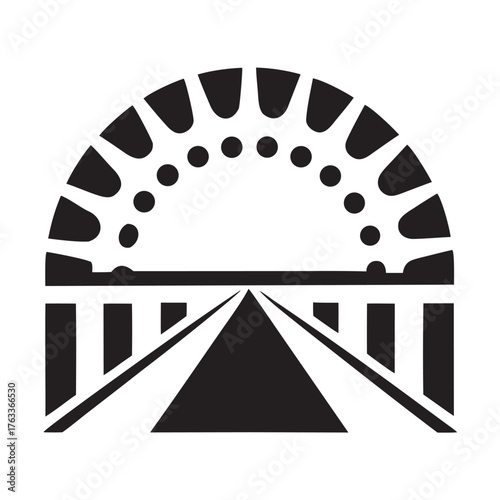 Bridge Leading Toward Light Silhouette Vector Scene