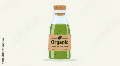 Illustration of a bottle of organic fresh rebel juice, a healthy and natural drink, perfect for a detox