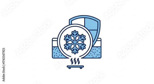 Insulation icon, thermal protection, heat and cold resistance, temperature control, shield, snowflake, floor heating