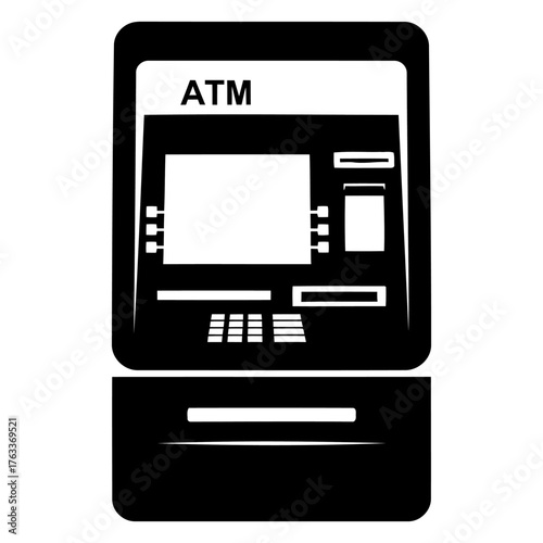 ATM Machine Icon Black and White.