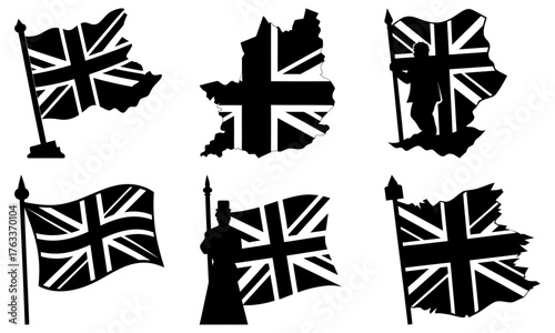 Celebrate British Pride with Flags and Silhouettes of the United Kingdom, Perfect for Patriotic Events and Cultural Celebrations, Originally a Vector Graphic