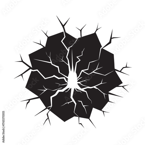 Light Emerging Through Cracked Wall Silhouette Vector Scene