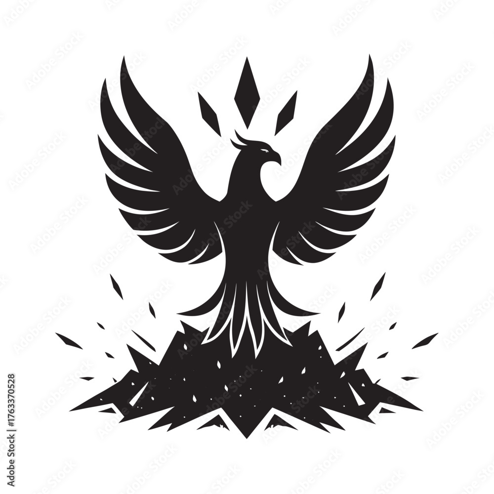Obraz premium Phoenix Rising Into Light Silhouette Vector Illustration
