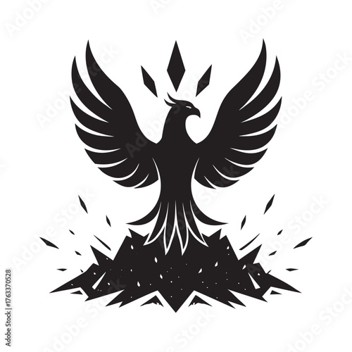 Phoenix Rising Into Light Silhouette Vector Illustration