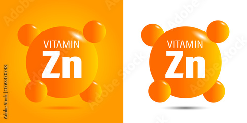 Colorful icons showing vitamin zinc on orange and white.
