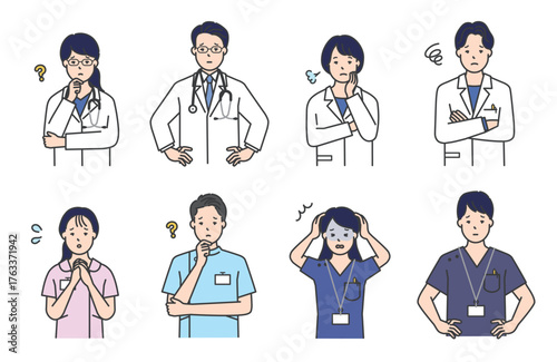 医療従事者のシンプルイラスト素材セット