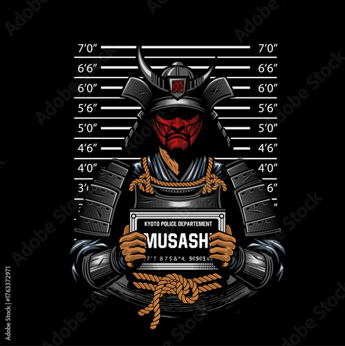 illustration of samurai mugshot