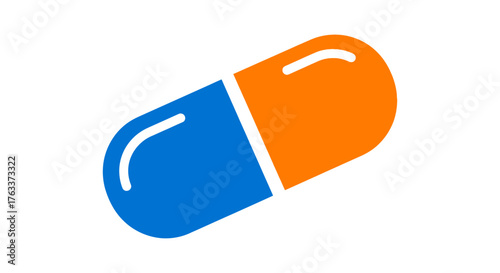 Blue and orange capsule pill representing medicine and healthcare.